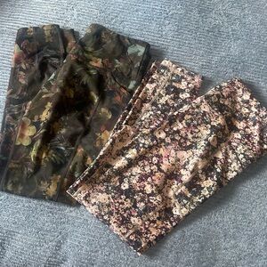 RBX Olive Green & Rust Floral Leggings Size XL